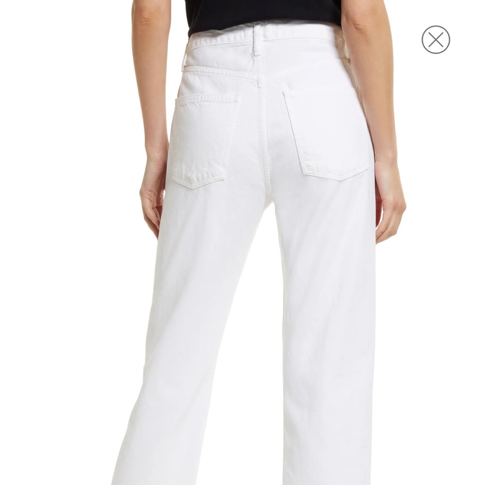 Agolde Riley raw hem straight leg white jeans